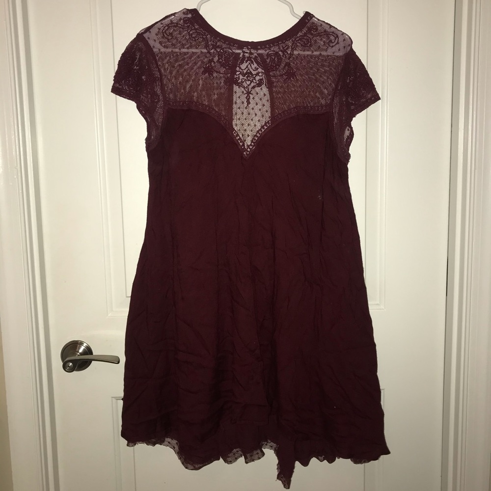 Maroon Lace Open Back Urban Outfitters Dress